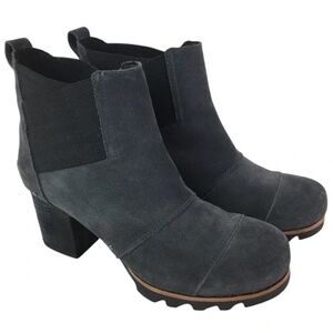 Sorel Addington Studded Chunky Chelsea Women’s Gray Suede Booties Boots Sz 8.5